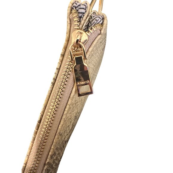 Jen & Co Gold Snake Print Wristlet Wallet W/ Zipper Closure & Card Slots - Picture 2 of 5